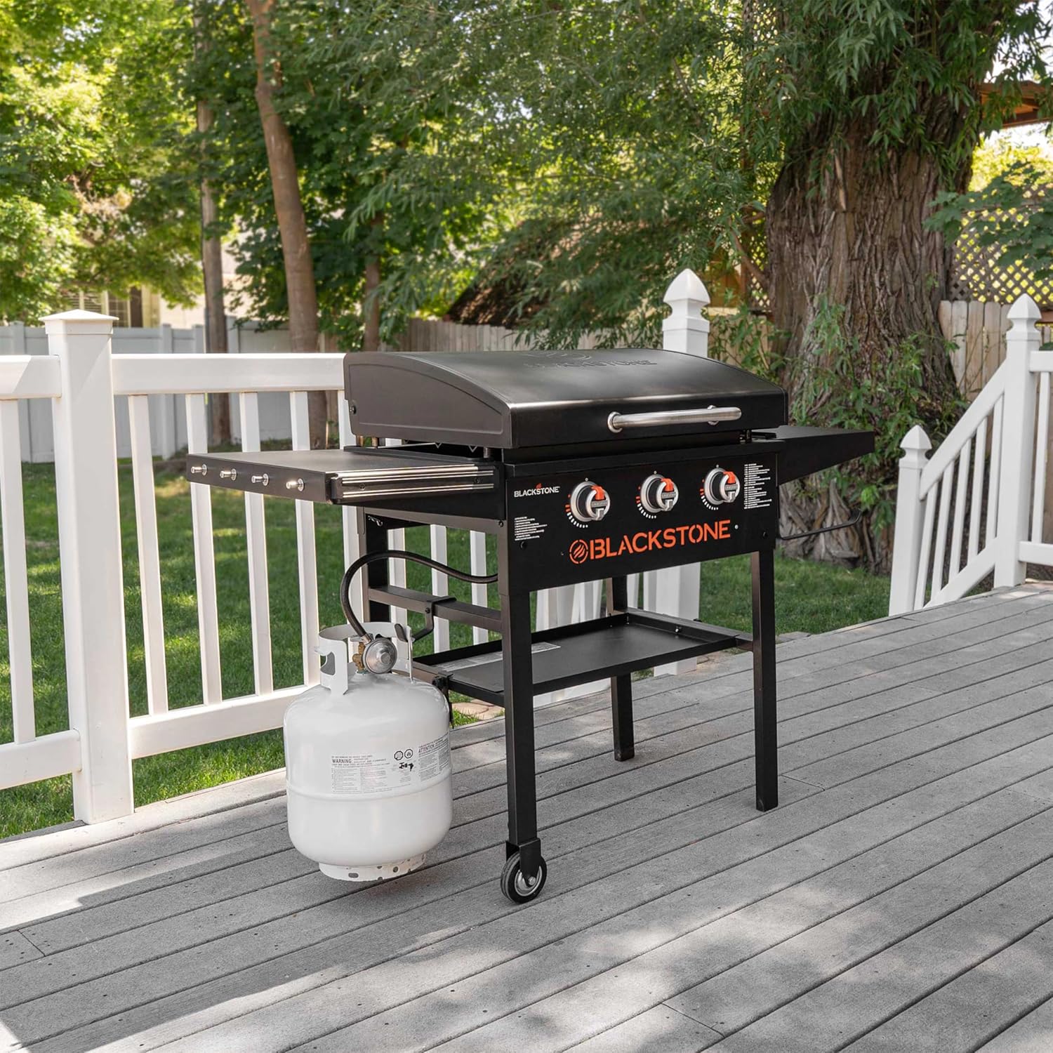 28 Inch Blackstone Griddle 2080 with Hood XL Griddle Original 3-Burner Outdoor Flat Top Grill, with Blackstone Griddle Seasoning, and Wholesalehome Gloves and Cloth
