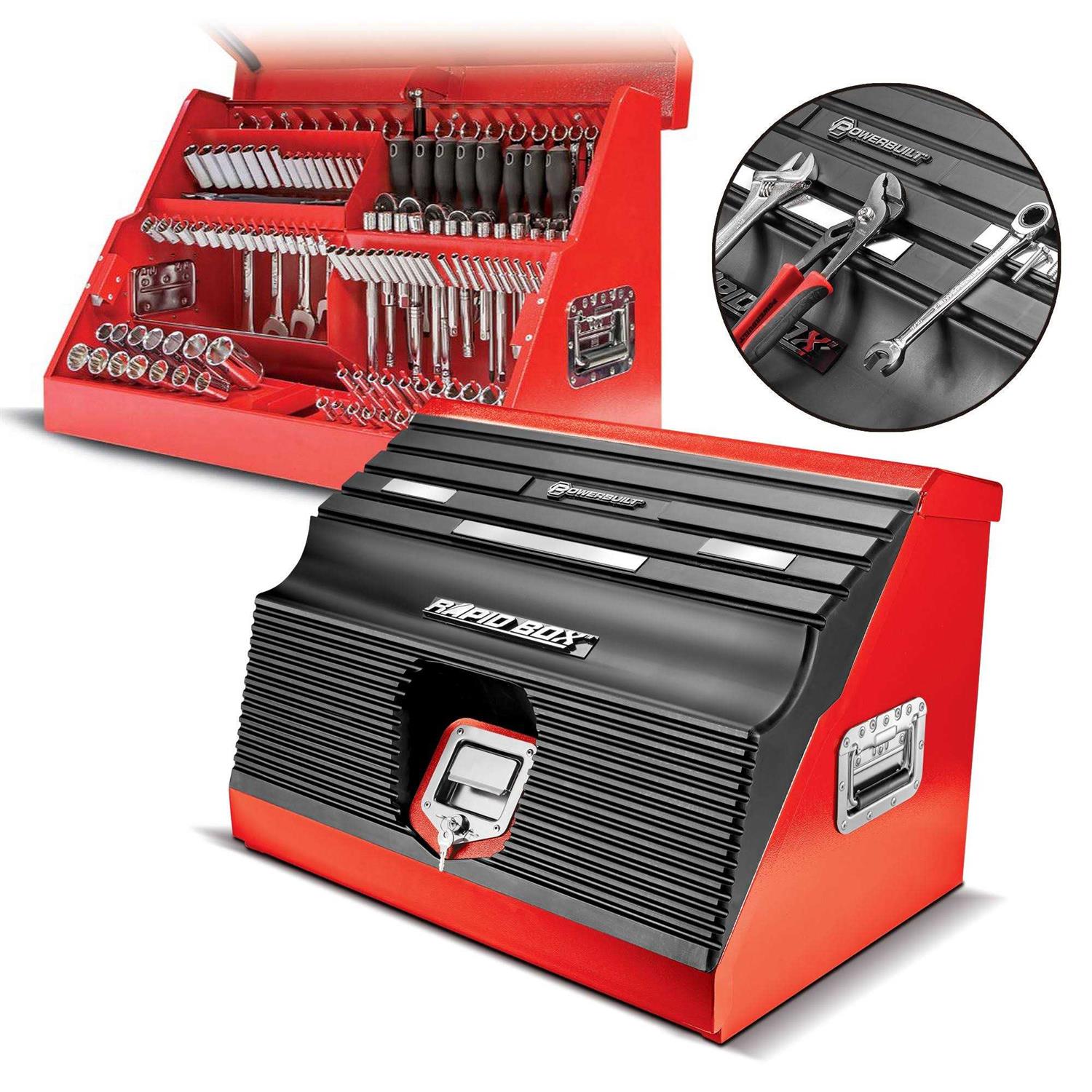 Powerbuilt 26 Inch Rapid Box Slant Front Toolbox with Tool Magnets