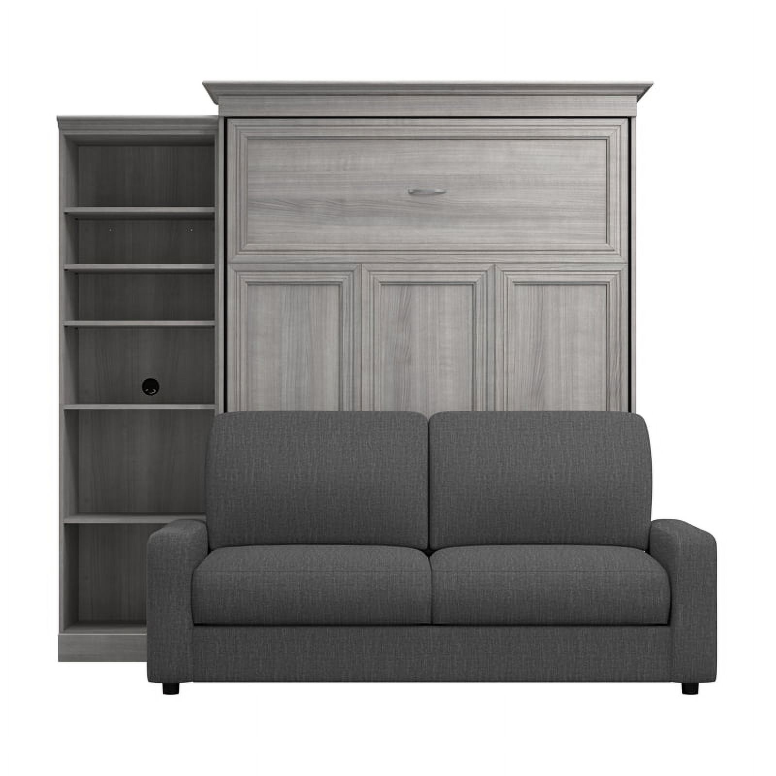 Bestar Versatile Engineered Wood Queen Murphy Bed with Sofa & Organizer in Gray