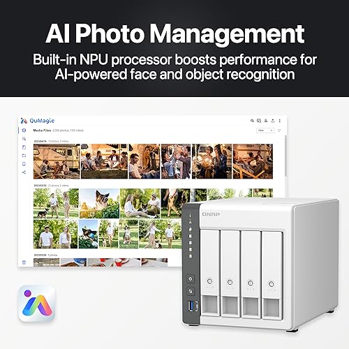QNAP 4 Bay NAS with 12TB Storage Capacity, Preconfigured RAID 5 Seagate IronWolf Drives Bundle, 2.5GbE Ports (TS-433-4G-44ST-US)