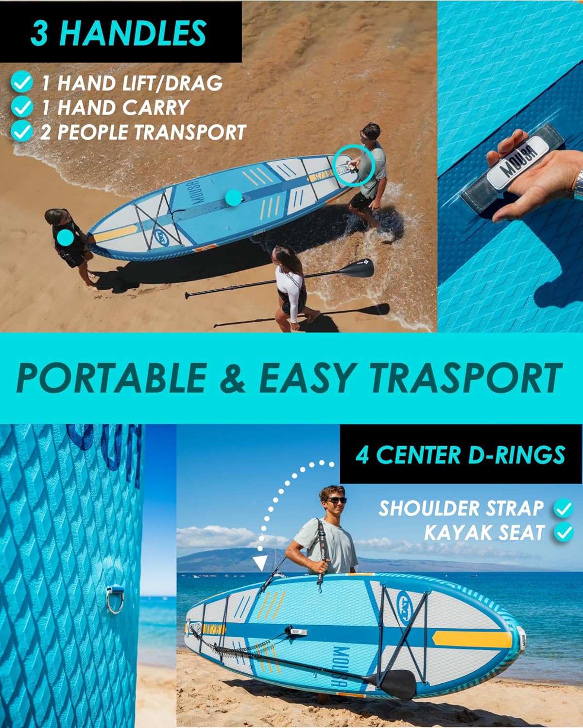 10'8/11'*35" Extra Wide Inflatable Paddle Boards, Stable Stand-up Paddleboard for 3 People/Family w/Shoulder Strap, 100L Backpack, Paddle Boards for Adults w/Floatable Paddle, US Central Fin