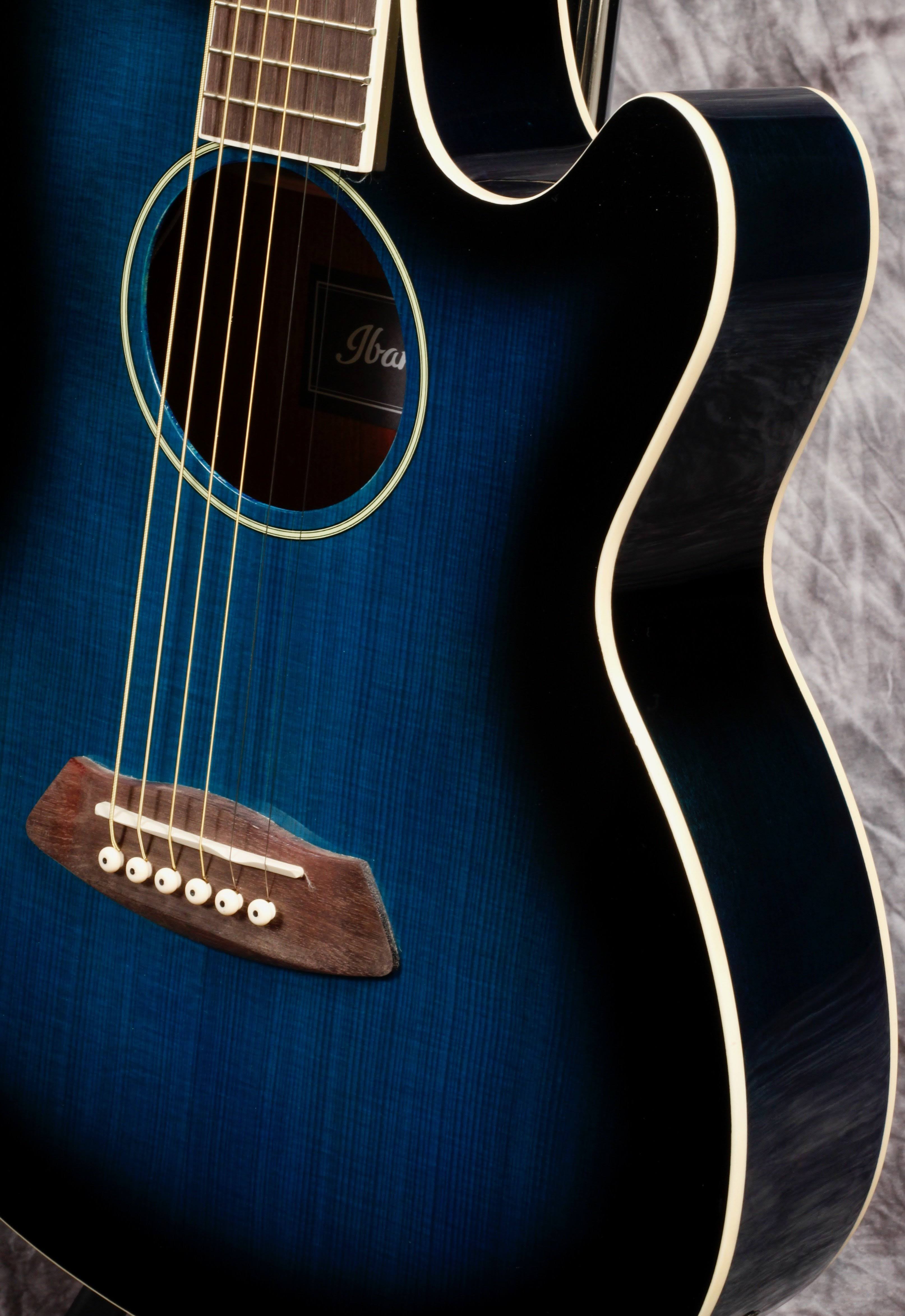 Ibanez Talman Acoustic Electric Guitar - Transparent Blue Sunburst
