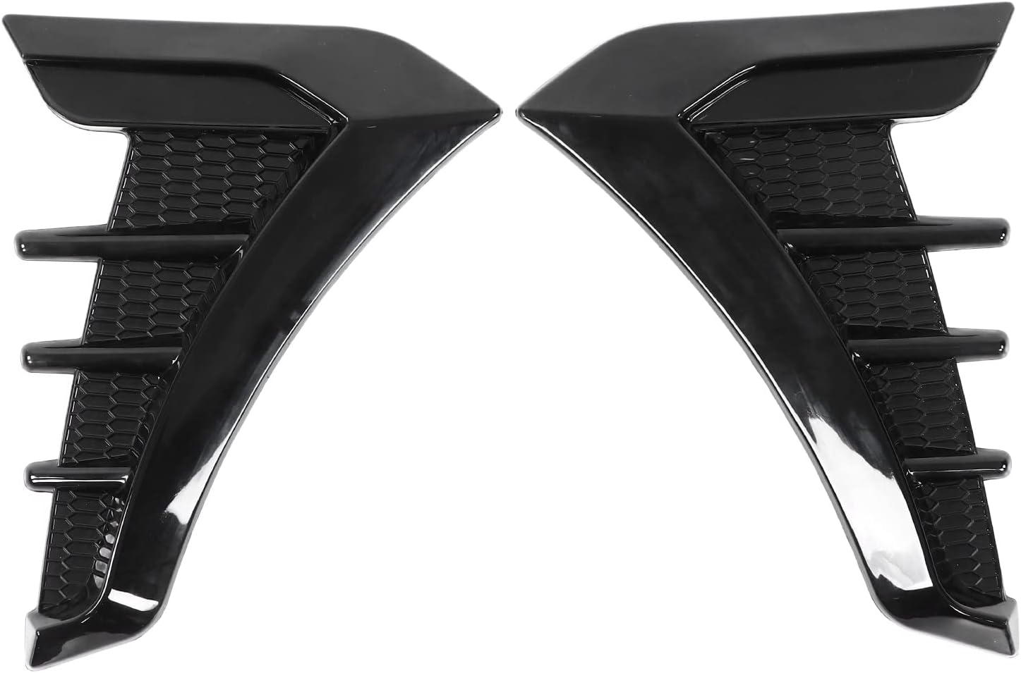 Fydun Hoods Vents Bonnet Cover， Car Hood Vent Scoop Kit 2pcs Gloss Black Side Vent Trim Decoration Sticker Rubber Shark Gills Universal for Cars Pack of 2