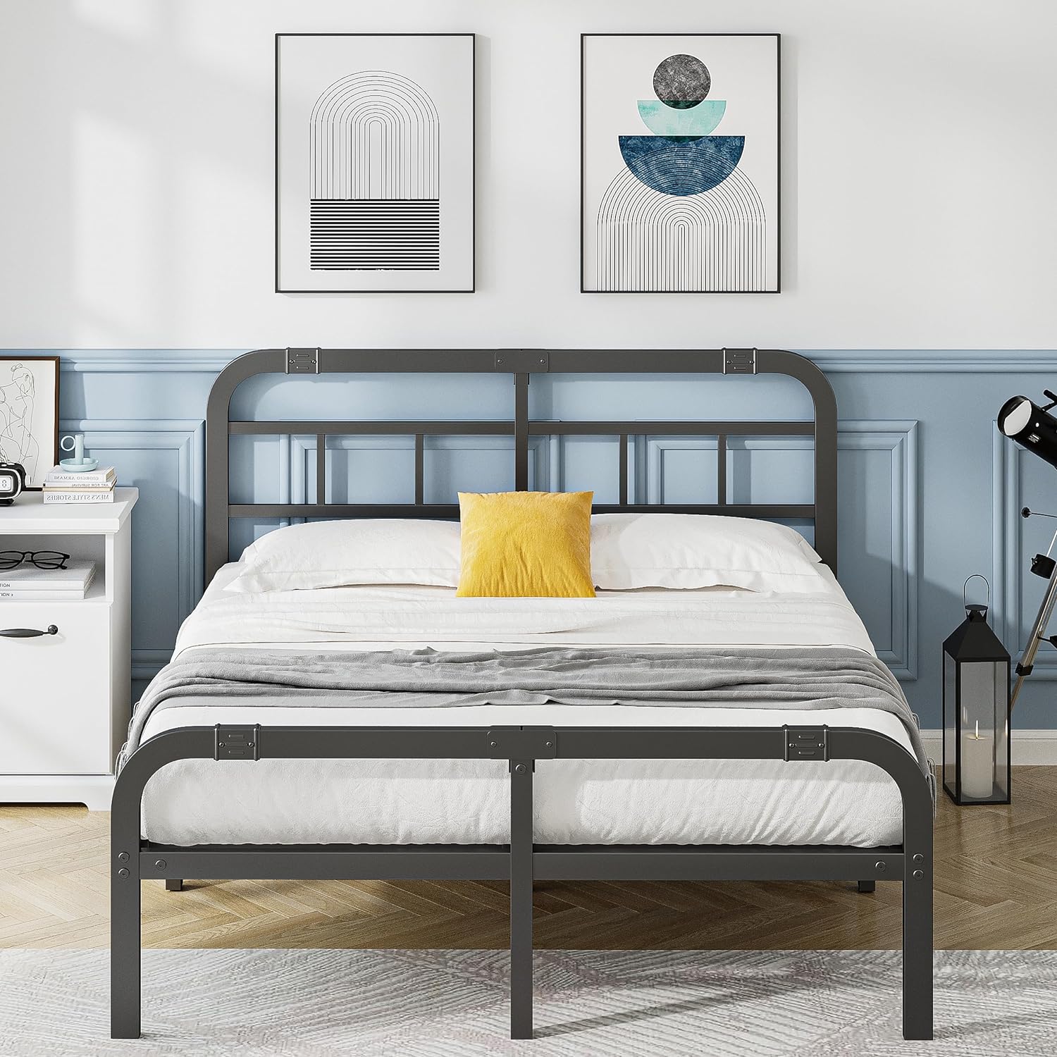 California King Bed Frame with Headboard and Footboard, 14 Inch High, 3500 Pounds Heavy Duty Metal Slats Support for Mattress, No Box Spring Needed,Noise-Free, Black