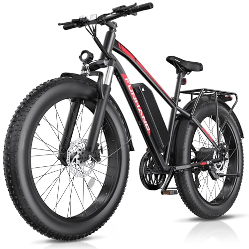 Electric Bike for Adults, Peak 1000W Ebike, 25MPH 60Miles Electric Mountain Bike, 26" Fat Tire Adult Electric Bicycle with 48V 13AH Battery, Rear Rack, 7 Speed, Front Suspension, Turn Signal