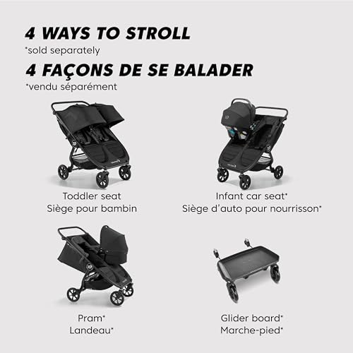 Baby Jogger City Mini GT2 All-Terrain Double Stroller with Forever Air Rubber Tires and All-Wheel Suspension, Pike Exclusive Includes Belly Bars, Leatherette Handlebar, and Premium Fabric