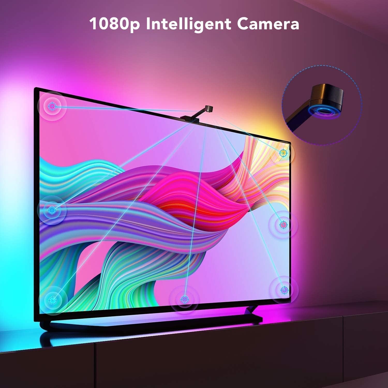 Govee Immersion TV LED Backlights with Camera, RGBIC Wi-Fi TV Backlights for 55-65 inch TVs PC, Works with Alexa & Google Assistant, App Control, Music Sync TV Lights, Adapter, H6199