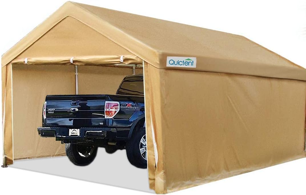 Quictent 10’x20’ Heavy Duty Car Canopy Carport Galvanized Car Shelter with Reinforced Steel Cables and Ground Bars