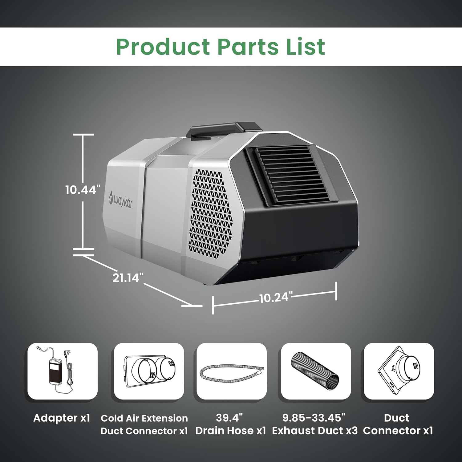 Waykar 1450BTU Portable Air Conditioner - for Tent, RV, Outdoor Event, Compact and Easy to Install, Ideal for Camping, Emergency Use, and as a Portable Indoor and Outdoor Air Conditioner.