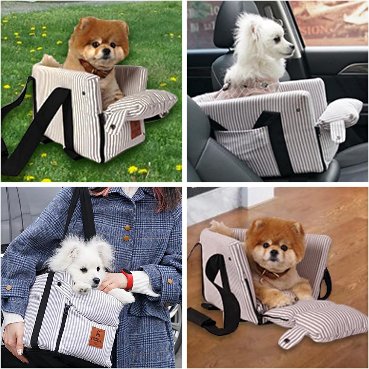 Ximei Dog Booster Car Seat ON Car Armrest Center Console Dog Pet Booster Car Seat Dog Cat Travel Seat Puppy Console for SUV Secure Safety Seat Perfect for Small Dogs Cats (Black and White)