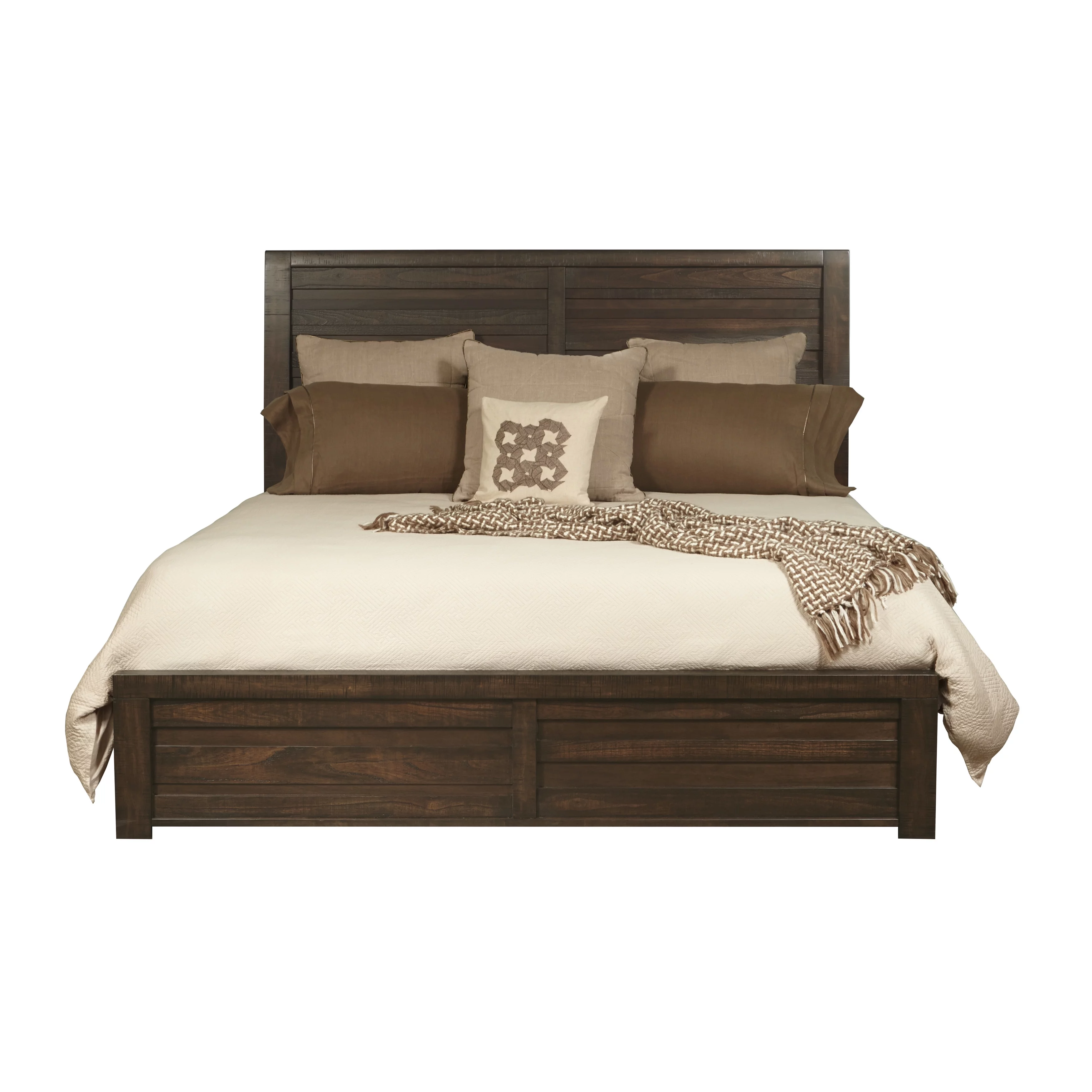 Sedona Transitional Wood Bedroom Set, Panel King Bed with Dresser, Mirror, Nightstand, Chest in Espresso
