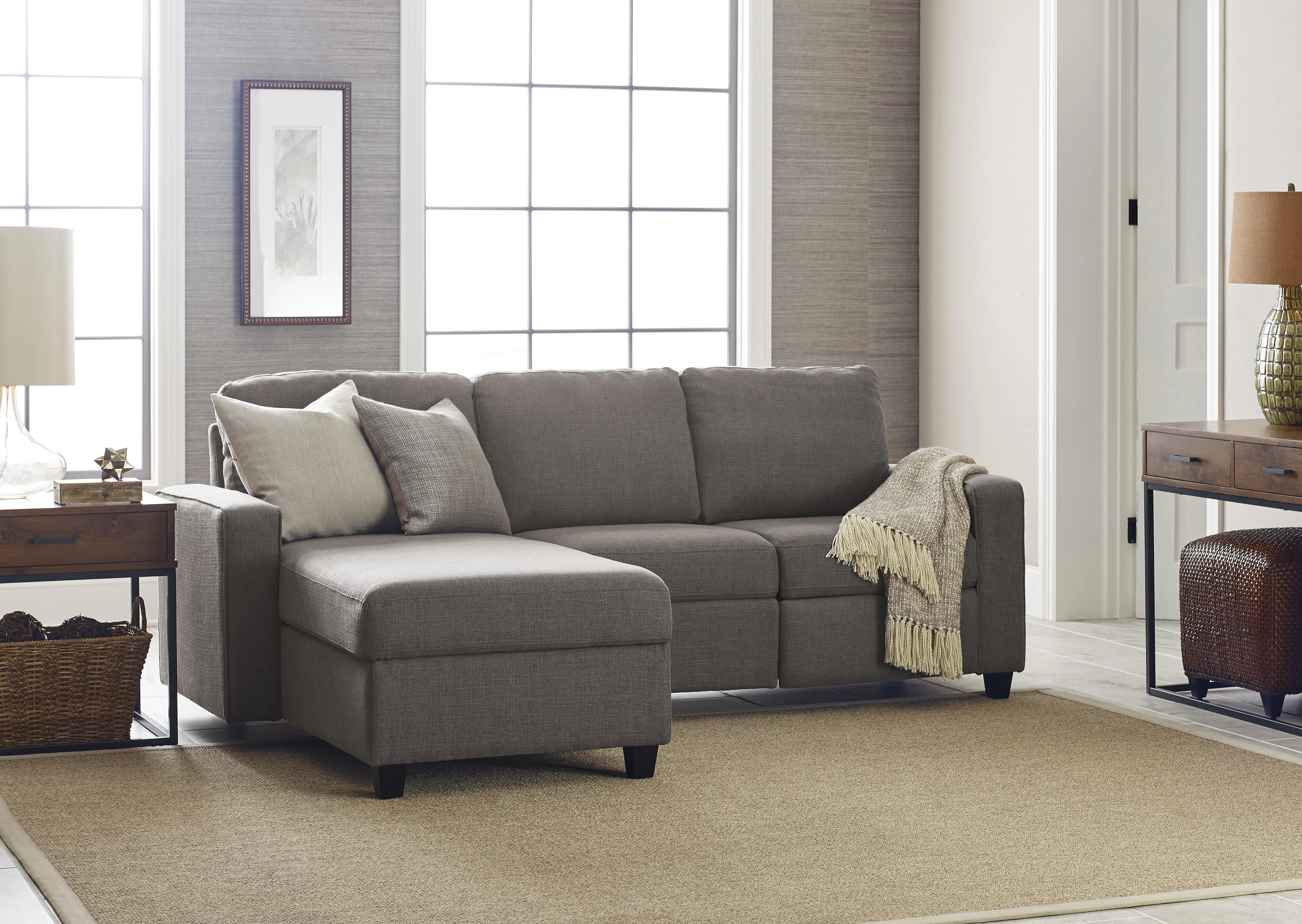 Serta Palisades Reclining Sectional with Left Storage Chaise - Gray