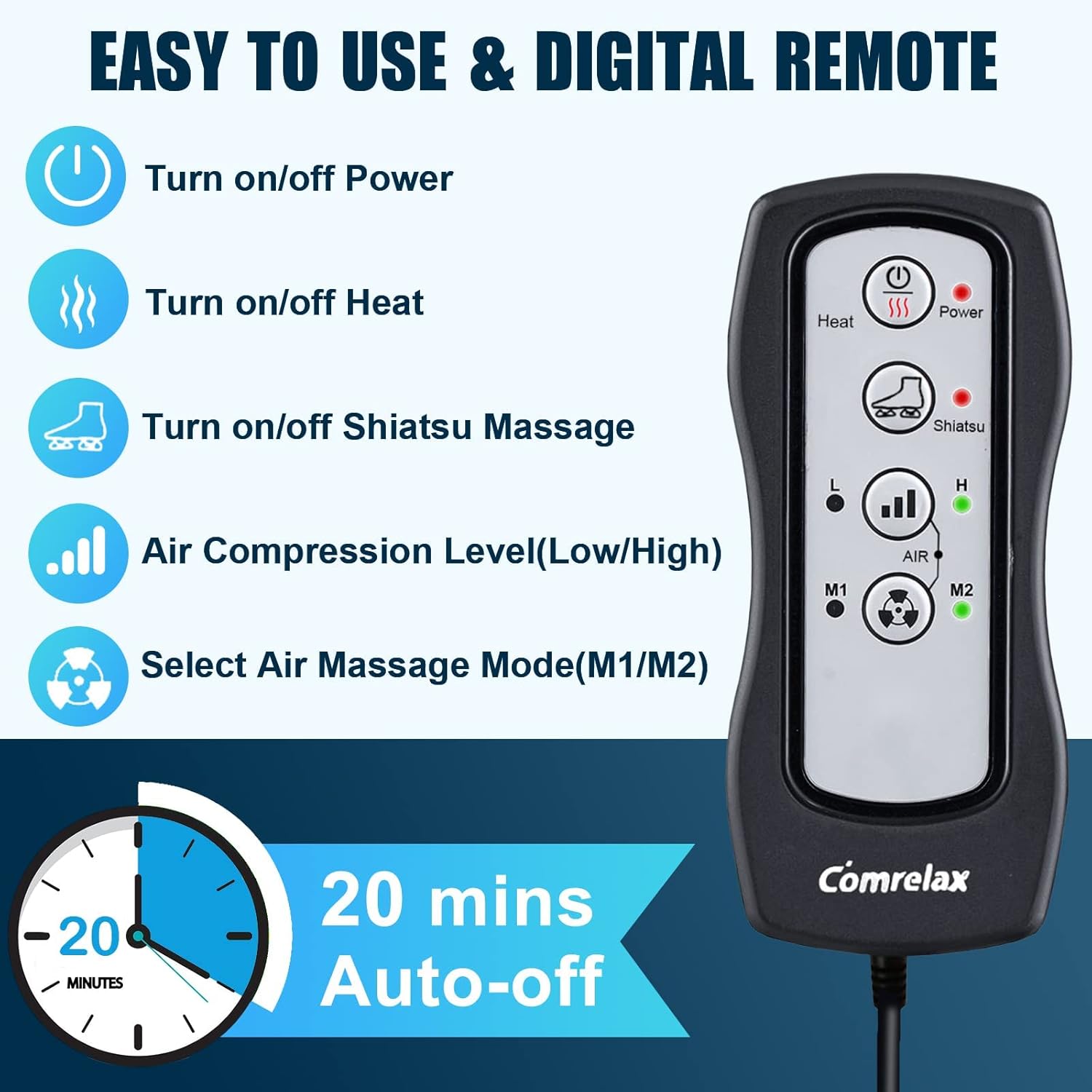 Comrelax Pro Shiatsu-Foot-Massager with Heat, Air Compression Leg Massager for Circulation Calf, Helpful for Pain Relief, Muscles Relaxation, Multiple Massage Modes & Intensities