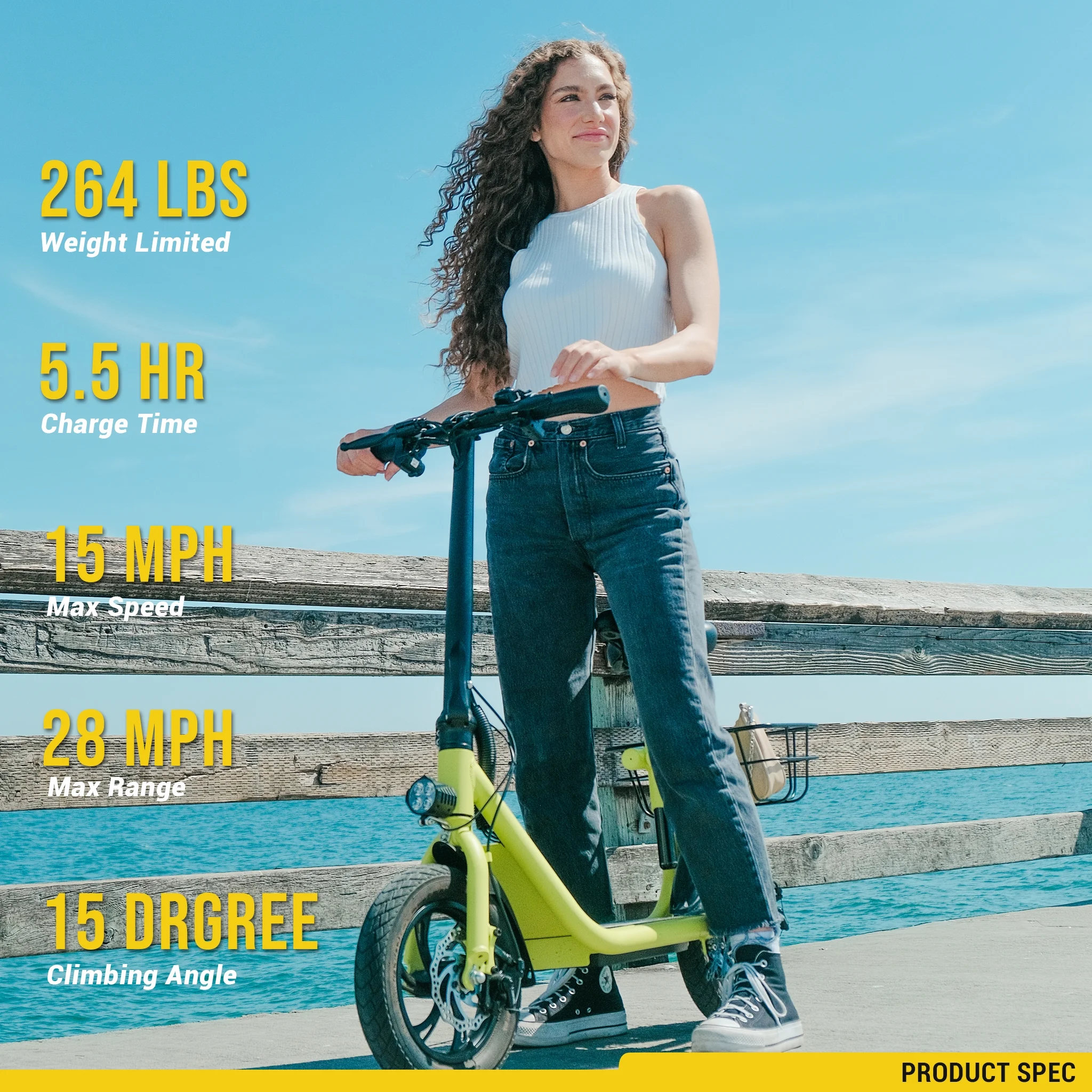 Phantomgogo Electric Scooter for Adults Foldable Scooter with Seat & Carry Basket E-Scooter with Brushless Motor 15MPH 265lbs Max Load E Mopeds for Adults Commuter - Curated Treasures Market