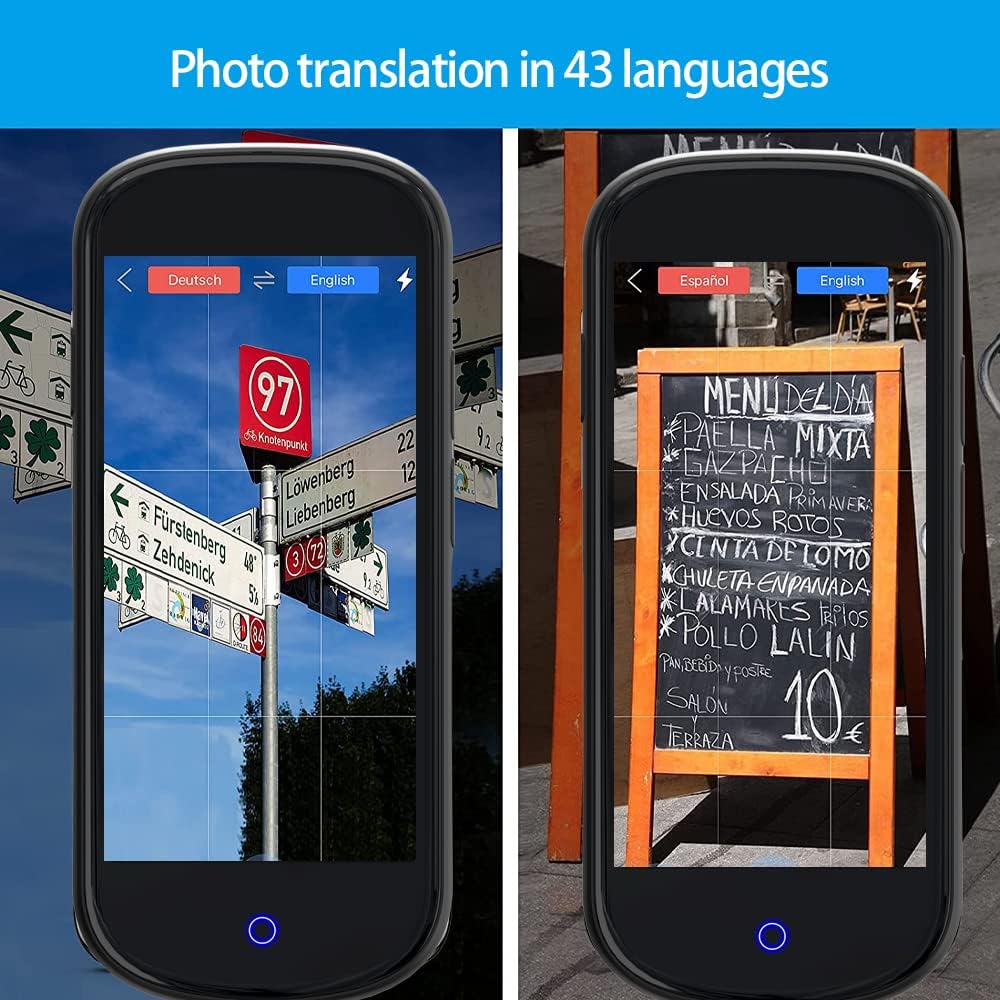Language Translator Device, 127 Languages Portable Smart Voice Translator Supports WiFi/Offline/Images/Recording/Hotspot Handheld Translator Devices 4.0 '' IPS HD Large Touch Screen