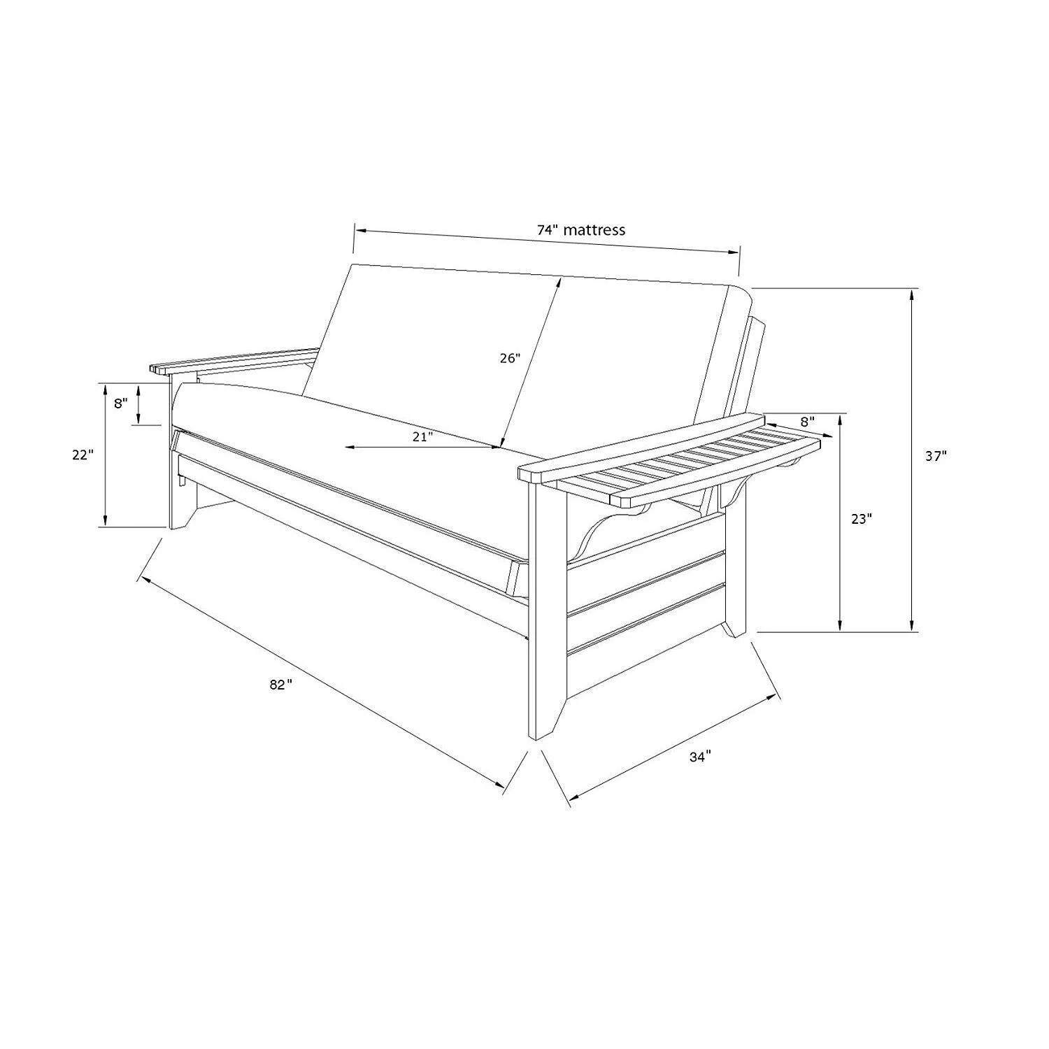 Albany Futon in Barbados Finish, Multiple Colors