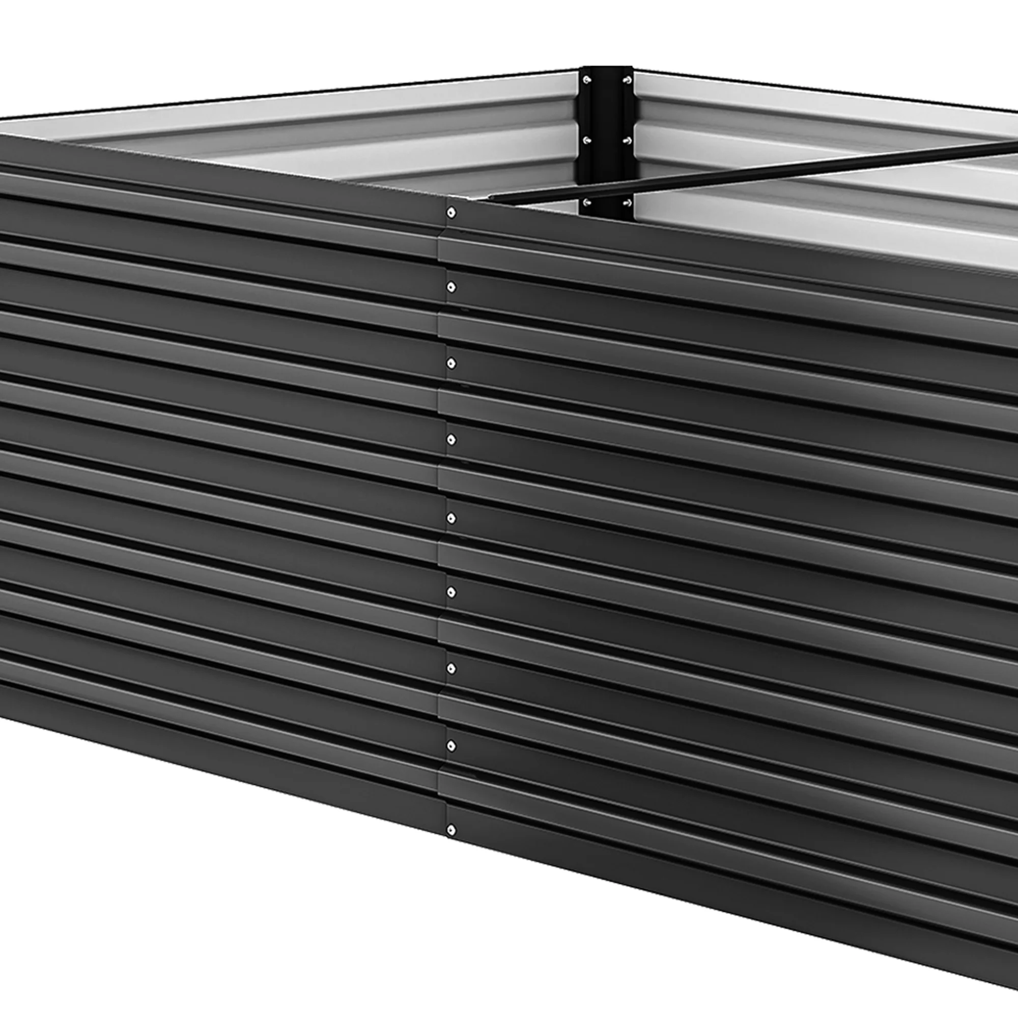 ModFusion 6x3x2 Ft, Metal Galvanized Planter Box Kit, Support Rod, Corner Panel Protection, Raised Garden Composting Bed, Dark Gray - Curated Treasures Market