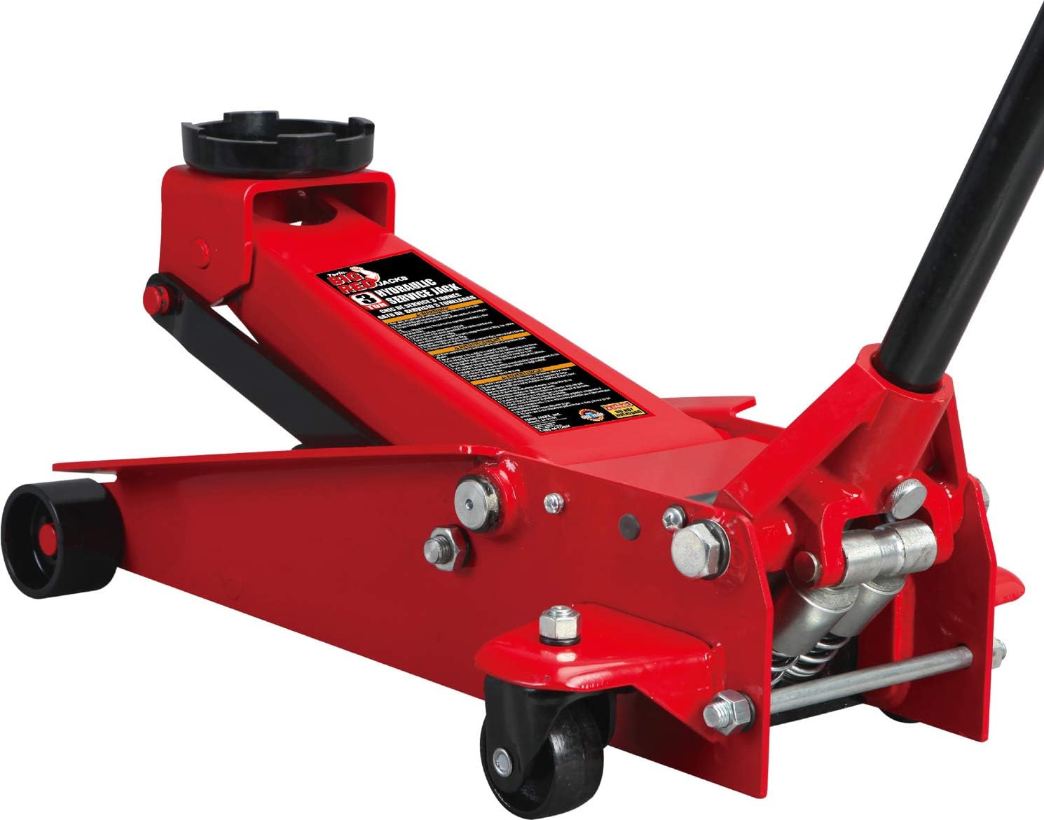 BIG RED ATZ830023R Torin Hydraulic Heavy Duty Steel Service/Floor Jack with Dual Piston Quick Lift Pump, 3 Ton (6,000 lb) Capacity, Red