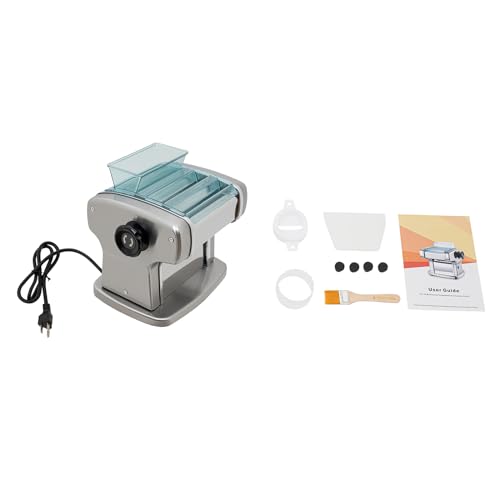 110V Electric Pasta Machine, Automatic Noodles Dumpling Dough Skin Maker 2.5mm & 4mm 2-Blades Pasta Dough Spaghetti Roller Pressing Machine 9 Thickness Settings 135W