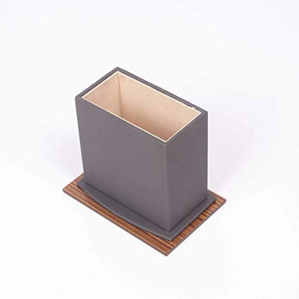 Star Luxury Leather Desk Set, Leather & Wood Desk Set, 11 Pcs, with Double Tray, Desk Organizer (Gray)