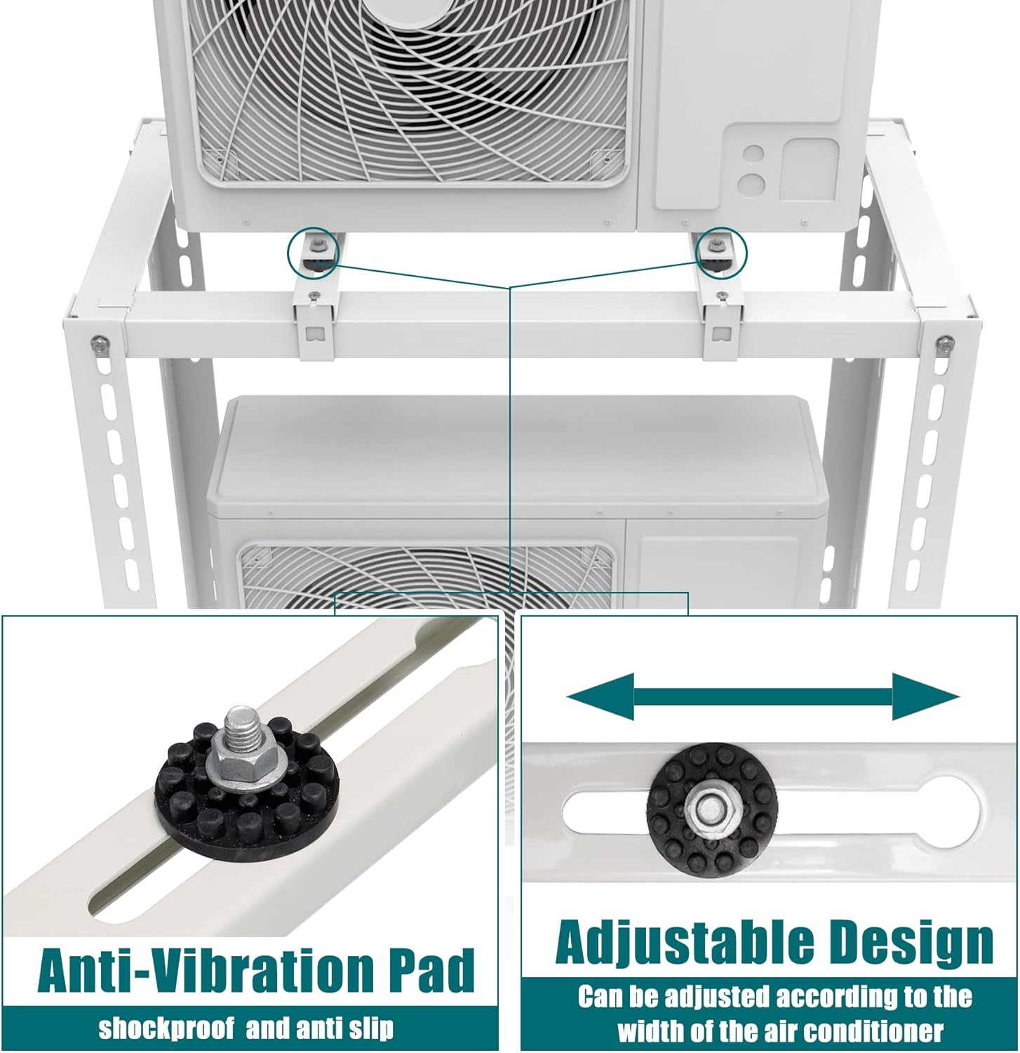 Ground Stand for Mini Split Air Conditioners Heat Pump System,Heavy Duty Mini Split Support Bracket,Floor Stand Ground Mounting Base for 9,000-18,000 BTU Condenser,Double Levels