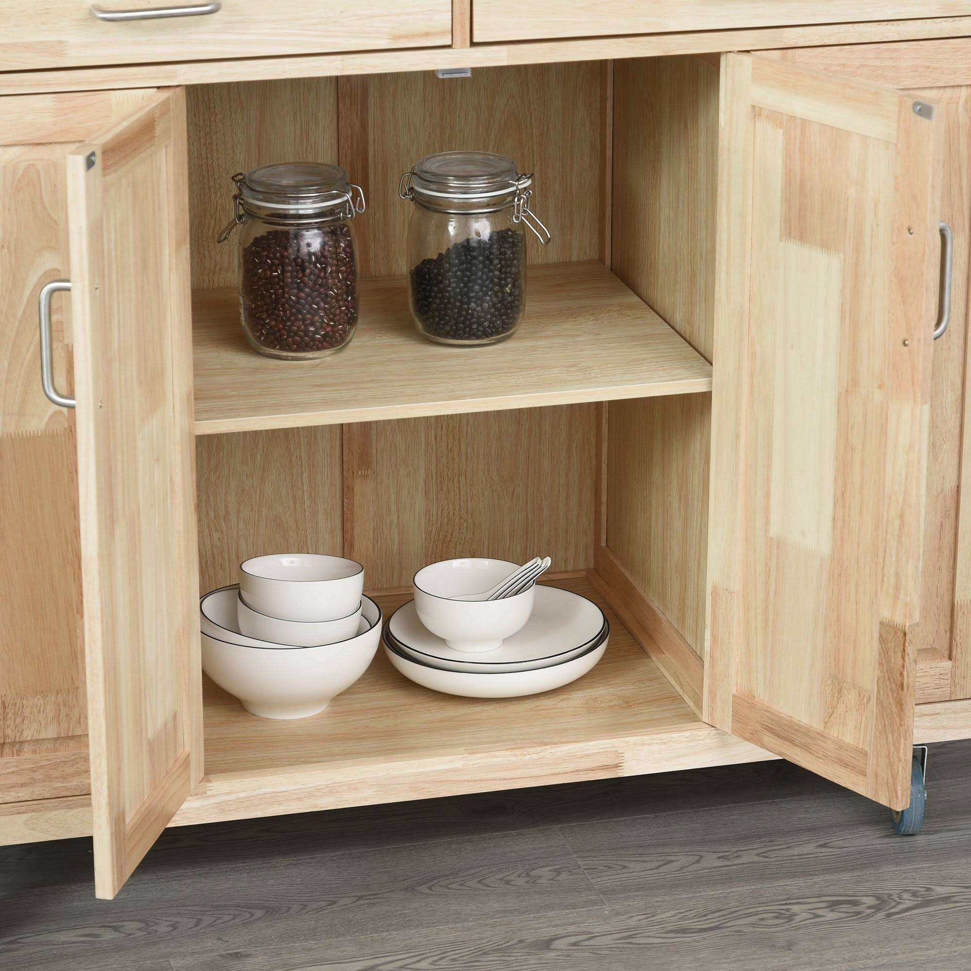Homcom Wooden Rolling Kitchen Island Utility Trolley Storage Cart