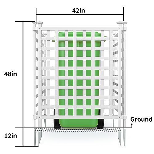 Beimo Air Conditioner Fence Privacy Fence Panels Screen, Vinyl Plastic Outdoor Garbage Trash Can Enclosure Outside, 2 White Panels