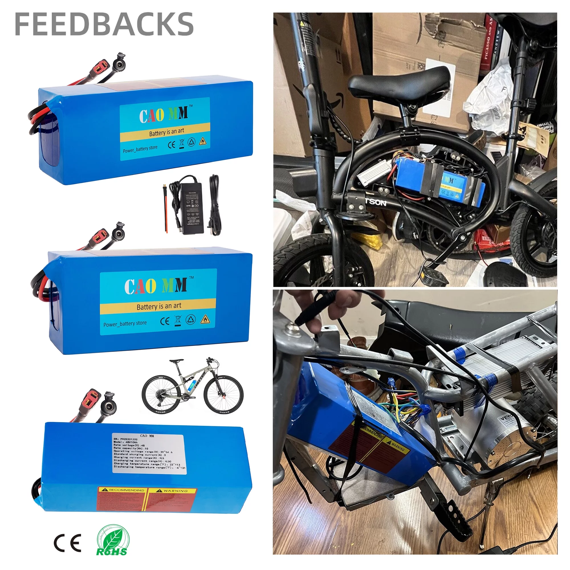 48V 20Ah Lithium Battery with Charger 48V Ebike Battery Bicycle Battery for 1200W Electirc Tricycle