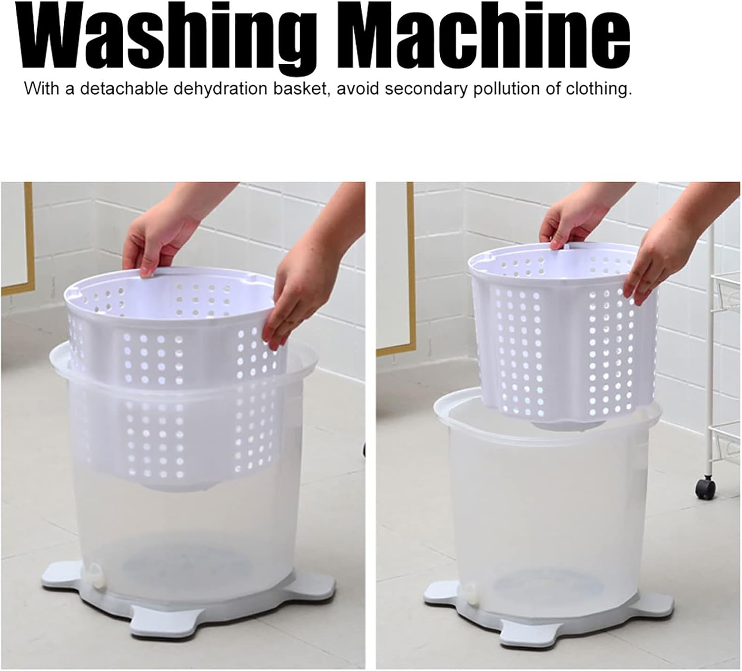 Washing Maching, Hand Crank Washing Machine Manual Washer with Detachable Wash Basket Portable Washing Maching 1200rpm Rotating Speed & Fast Dehydration Easily Washer for Dormitory Apartment Camping