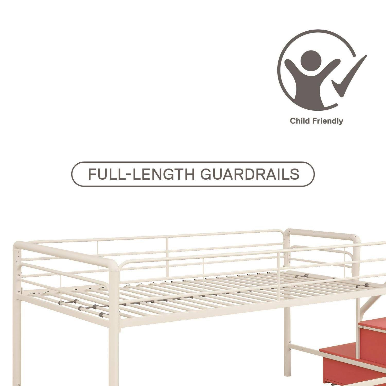 Junior Twin Loft Bed with Storage Steps, Black