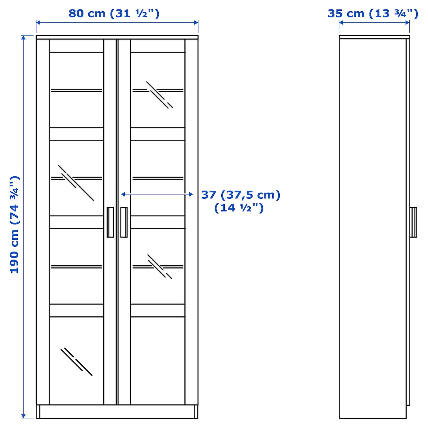 IKEA - BRIMNES Glass-Door Cabinet, White, 31 1/2x74 3/4