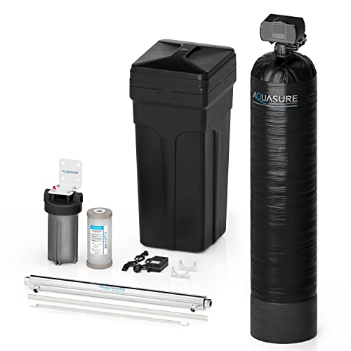 Aquasure Whole House Water Softener Bundle with Scale Inhibiting Pre-Filter and Ultraviolet UV Light Sterilizer