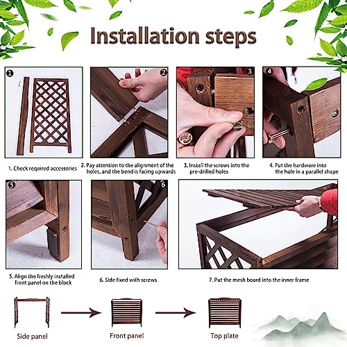 LLYLAFDC Outside Air Conditioning Cover Privacy Fence Panels, Wood Air Conditioner Privacy Screen,Condensing Unit Protective Cover, Louvered Storage Shelf for Outside Units