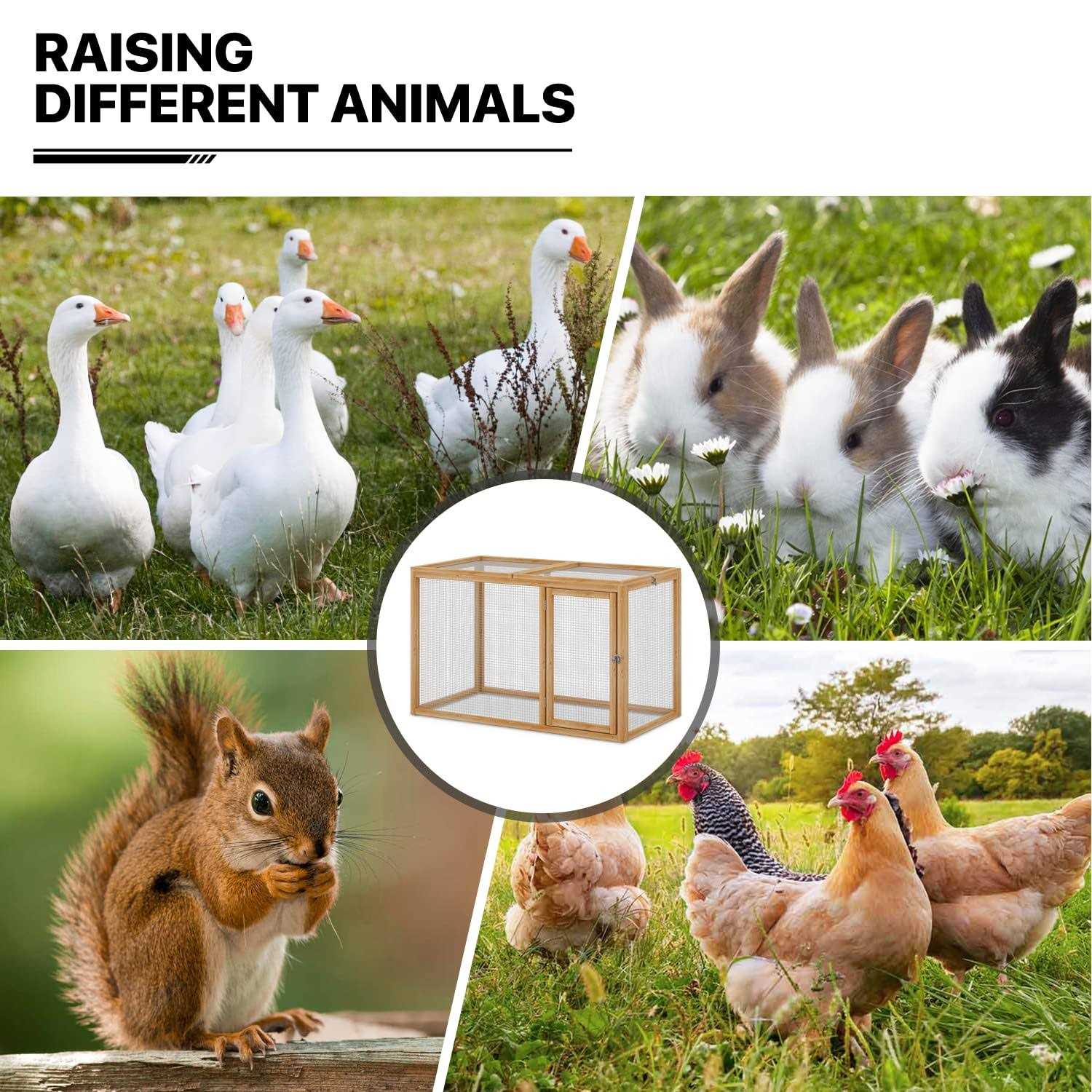 Monibloom Chicken Run for Yard Wood Chicken Cage Rabbit Hutch Bunny Pen with Openable Roof and Side Door - Pet Supplies online store