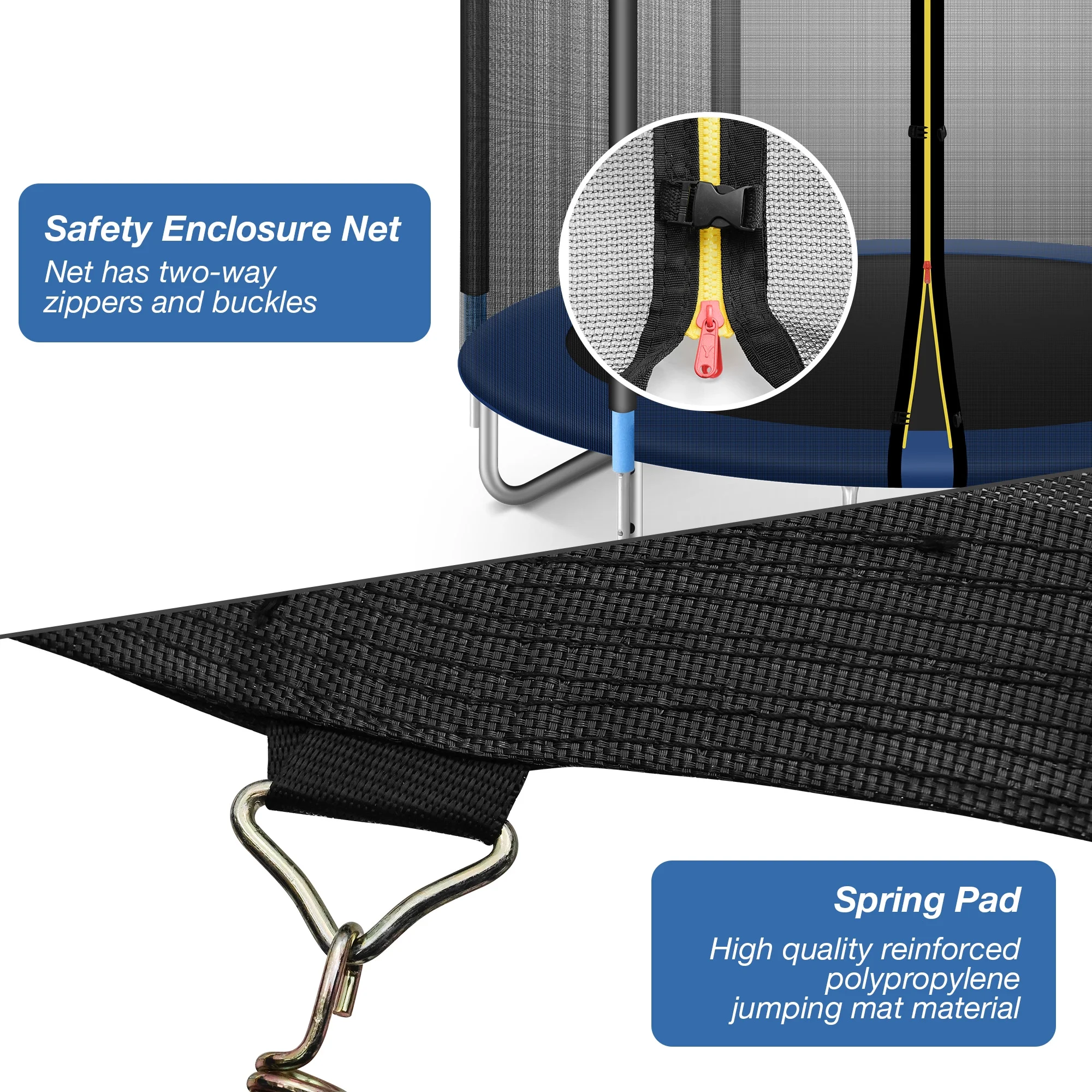 8ft Trampoline with Safety Enclosure Net and Ladder, Recreational Trampoline Combo for Jumping Trampoline Fitness, Bounding Table Suitable for Kids & Teenagers & Adults