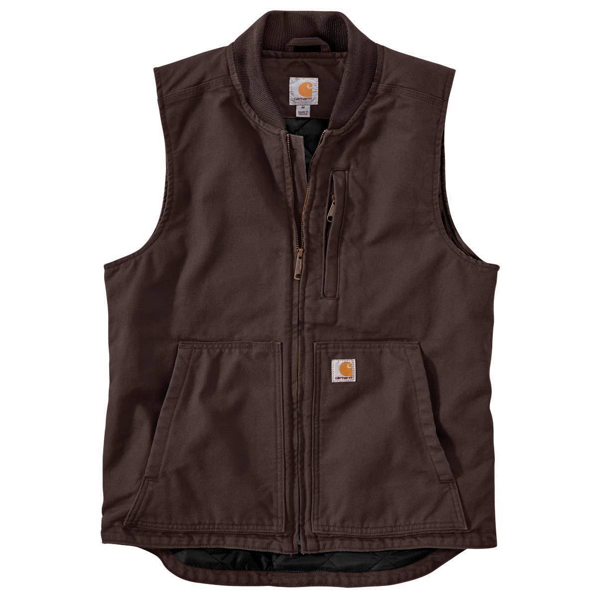 Carhartt Washed Duck Insulated Rib Collar Vest | Dark Brown | Large