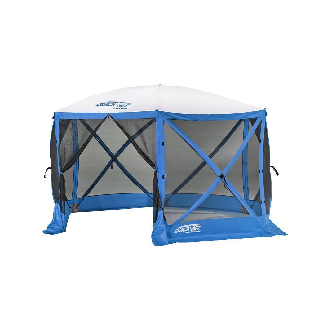 Clam Pop Up Camping Canopy Gazebo Tailgate Tent Quick Set Blue Escape Sport