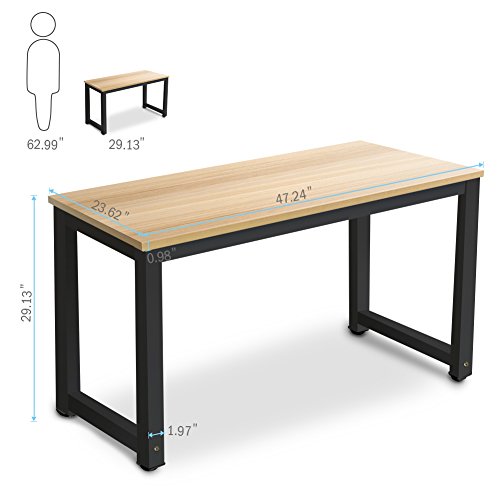 Tribesigns Modern Computer Desk, 63 x 31.5 inch Large Executive Office Desk Computer Table Study Writing Desk Workstation for Home Office, Spliced Desktop, White