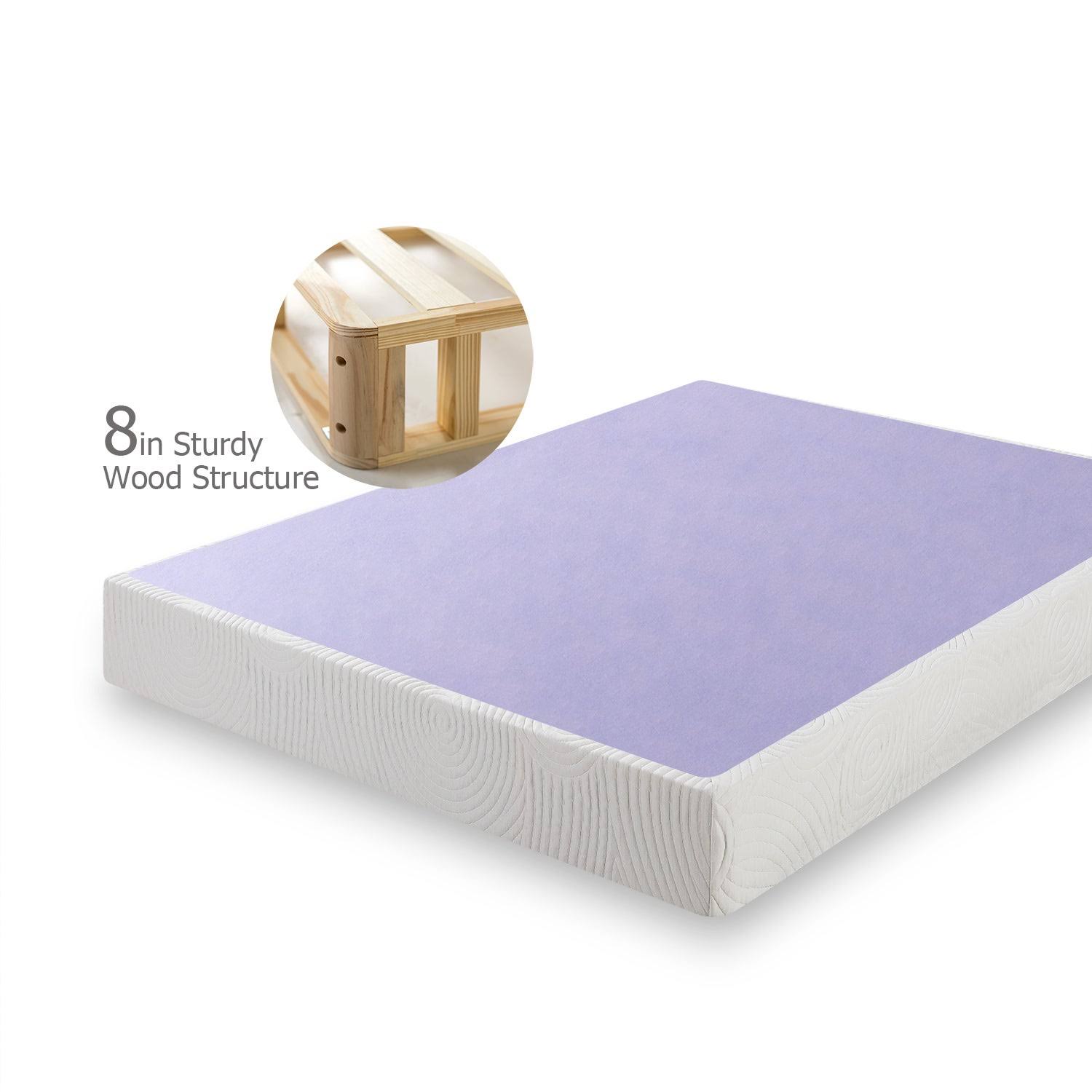 Priage 8-Inch Wood and Steel (Silver) Box Spring Mattress Foundation (Queen)