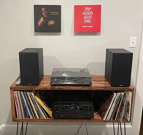 Vinyl Record Storage Furniture | Record Player Stand | Media Console | Tv Stand | Record LP Storage | Turntable Stand (65, Honey)