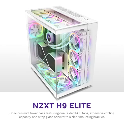 NZXT H9 Elite Dual-Chamber ATX Mid-Tower PC Gaming Case – Includes 3 x 120mm F120 RGB Duo Fans & F120 RGB Fans - RF-R12SF-B1 - Advanced RGB Lighting Customization - Whisper Quiet Cooling