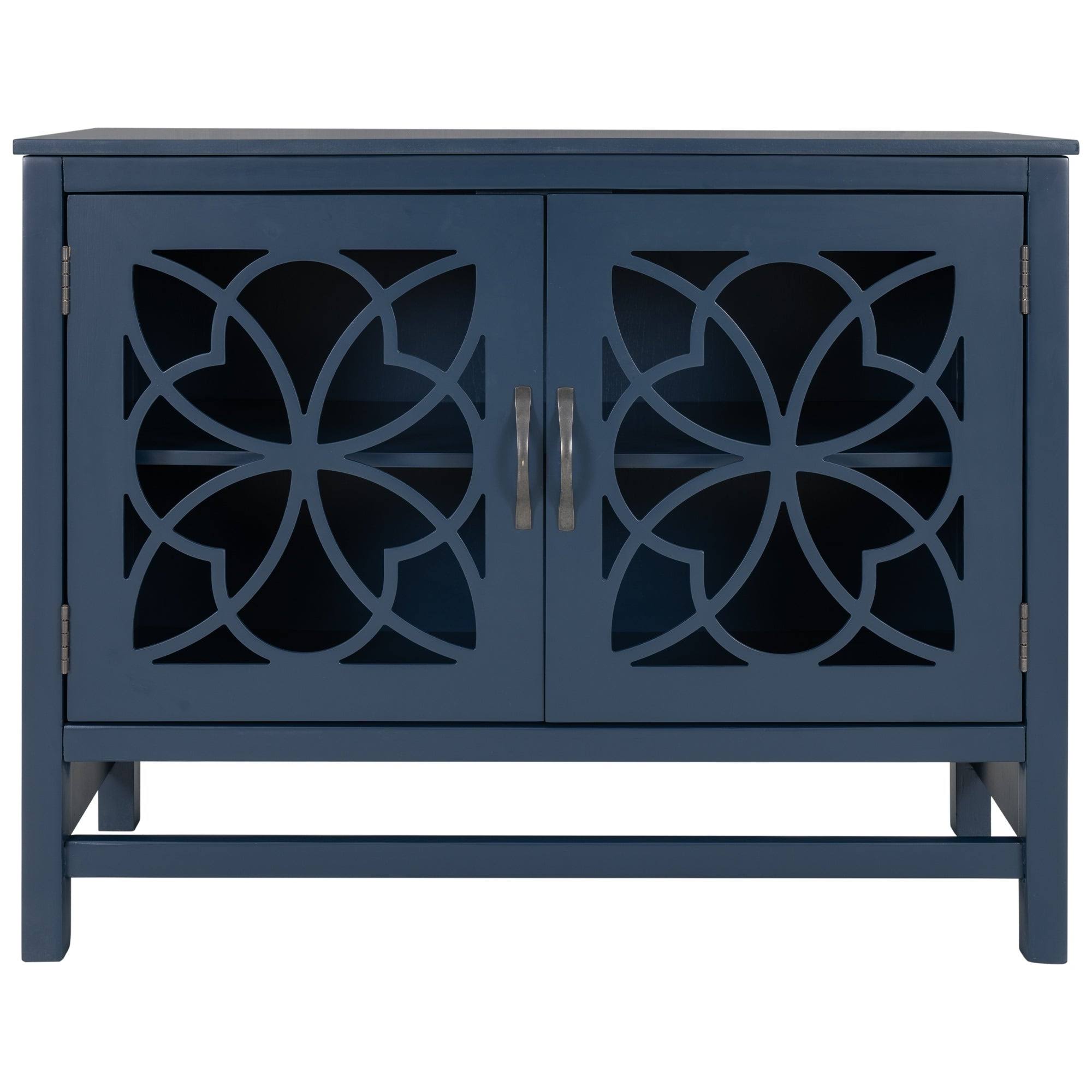Wood Accent Buffet Sideboard Storage Cabinet with Doors u0026 Shelf, Navy - Navy Blue