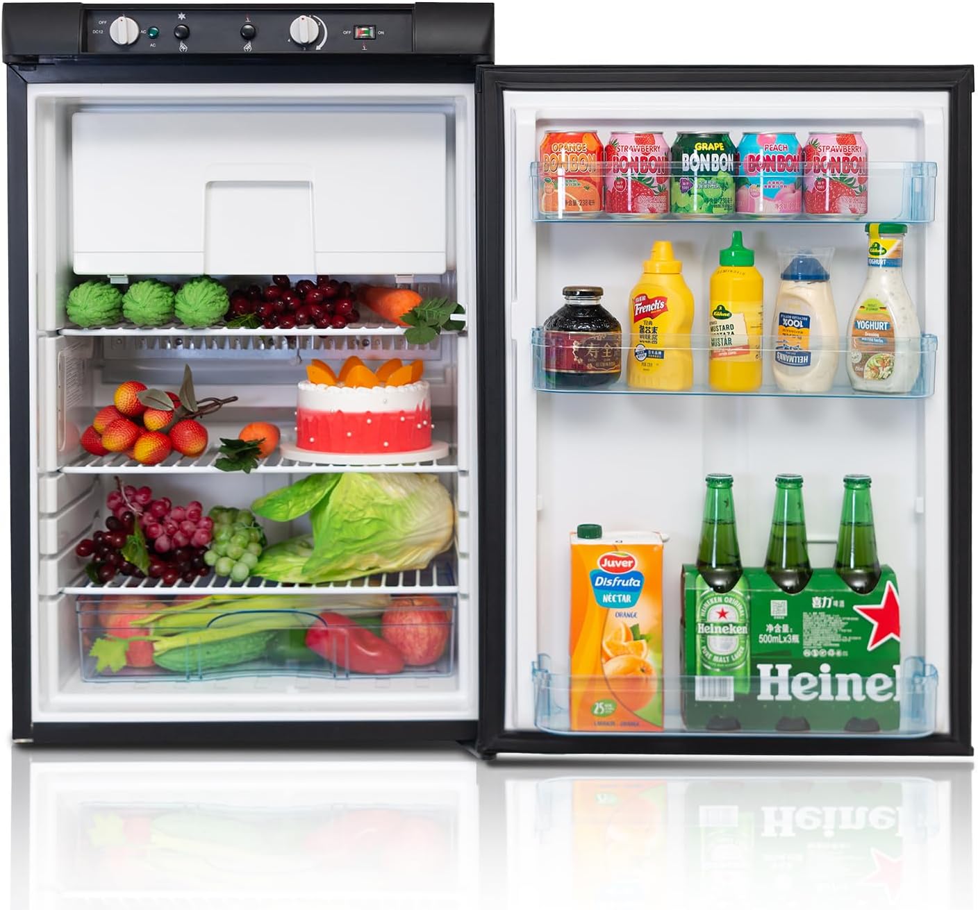 SMETA Propane Refrigerator Freezer, 3.5 Cu.Ft Camping 3 Way Off Grid Camper Fridge, LPG/110V/12V For RV Outdoor Travel Cabin Truck Garage, Black