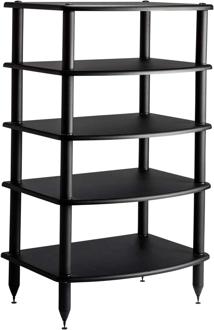 Pangea Audio Vulcan Five Shelf Audio Rack, Media Stand, and Components Cabinet (5 Shelf Carbon)