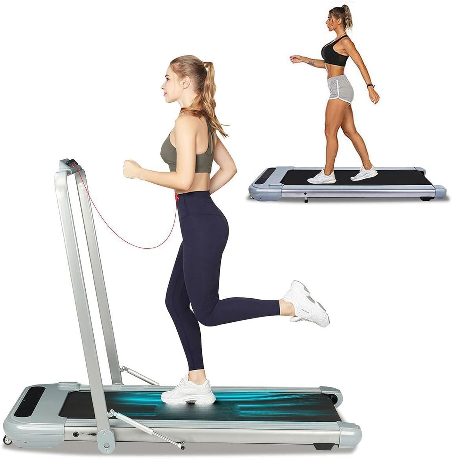 Treadmills 2 in 1 6km/h Electric Treadmill Remote Control Motorized Folding Running Machine Walking Pad Fitness Equipment for Home Office