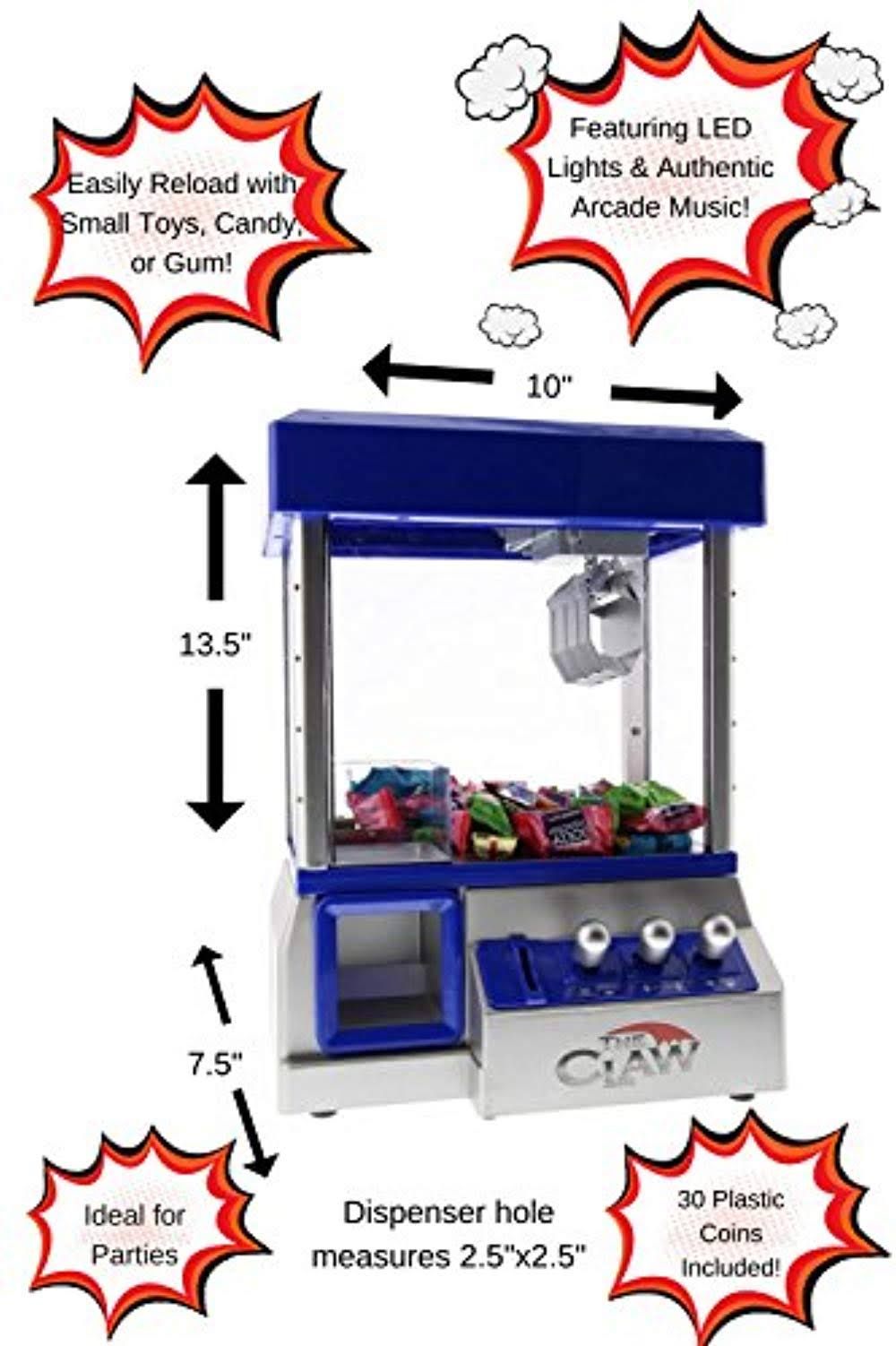 The Claw Electronic Candy Grabber Machine Arcade Game with LED Lights, Blue