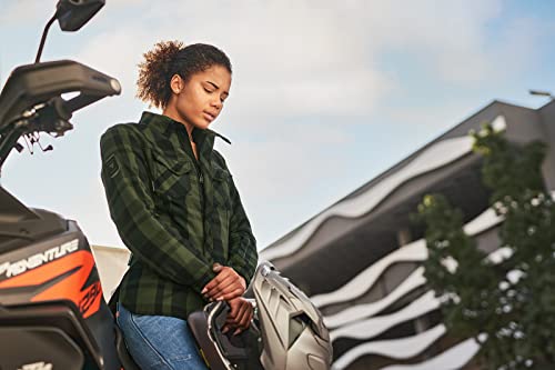 SHIMA RENEGADE LADY 2 Motorcycle Shirt for Women - Armored Plaid Biker Flannel Jacket with FiberQL - Aramid and Cooling layer