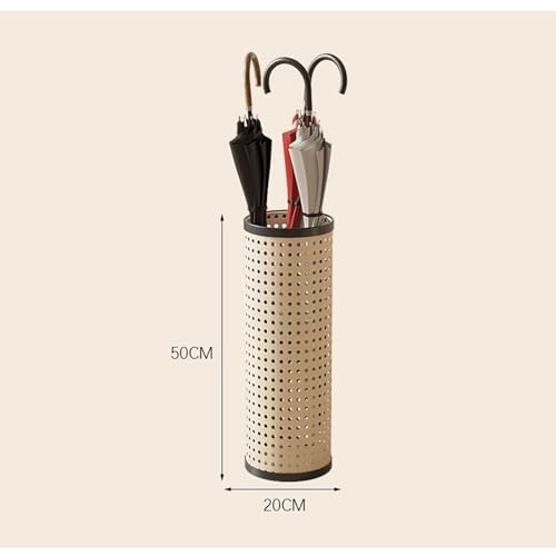 Entryway Creamy Umbrella Rack, Imitation Rattan Umbrella Barrel Household Umbrella Storage Rack for Home, Office, Hotel Freestanding Umbrella Rack Storage,A