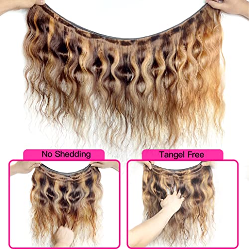 Younsolo Ombre 4/27 Human Hair Bundles Body Wave Bundles 10A Brazilian Remy Virgin Hair Wavy Weaves Colored Ombre Bundles