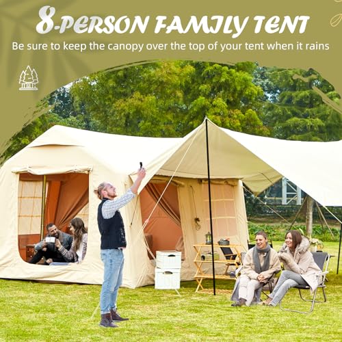 YOLENY Inflatable Tents for Camping, 4/6/8/10/12 Person Tent with TPU Skylight, Mesh Windows, Stove Jack & Pump, Easy Setup 4 Season Glamping Tent, Waterproof & Windproof